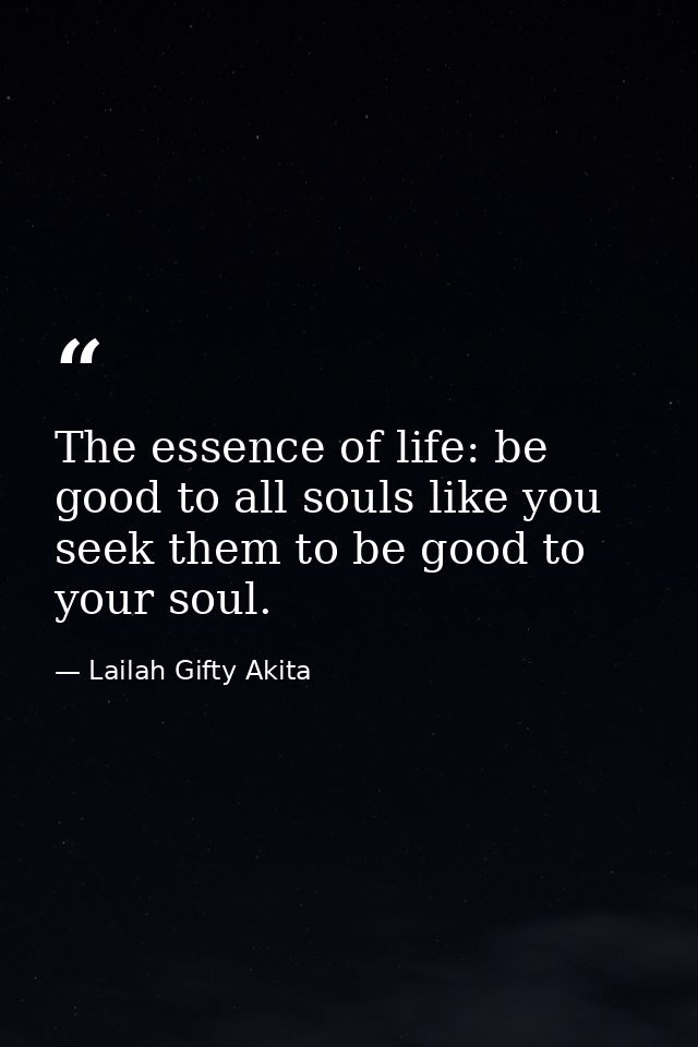 The essence of life: be good to all souls like you seek them to be good to your soul. — Lailah Gifty Akita