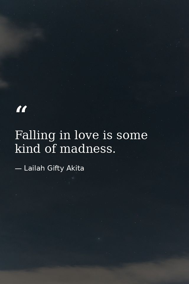 Falling in love is some kind of madness. — Lailah Gifty Akita