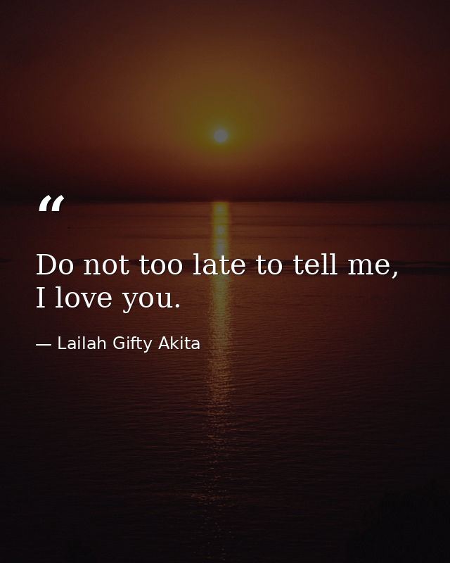 Do not too late to tell me, I love you. — Lailah Gifty Akita