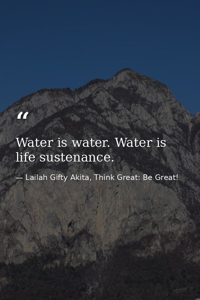 Water is water. Water is life sustenance. — Lailah Gifty Akita, Think Great: Be Great!