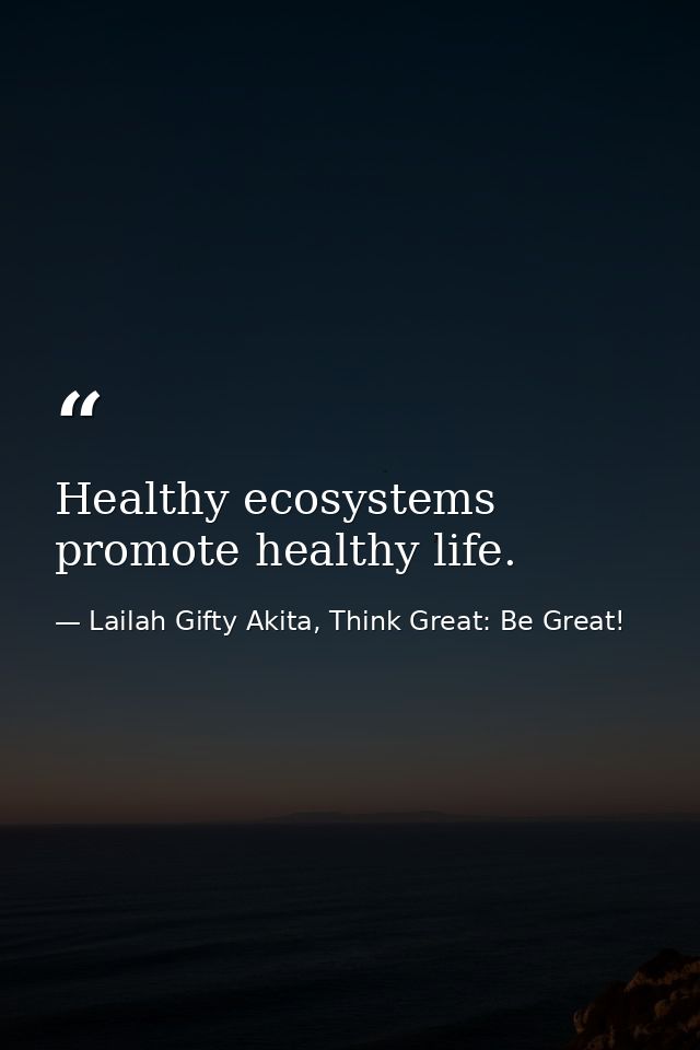 Healthy ecosystems promote healthy life. — Lailah Gifty Akita, Think Great: Be Great!