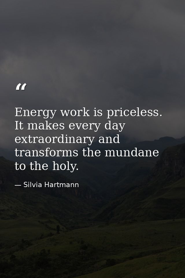 Energy work is priceless. It makes every day extraordinary and transforms the mundane to the holy. — Silvia Hartmann