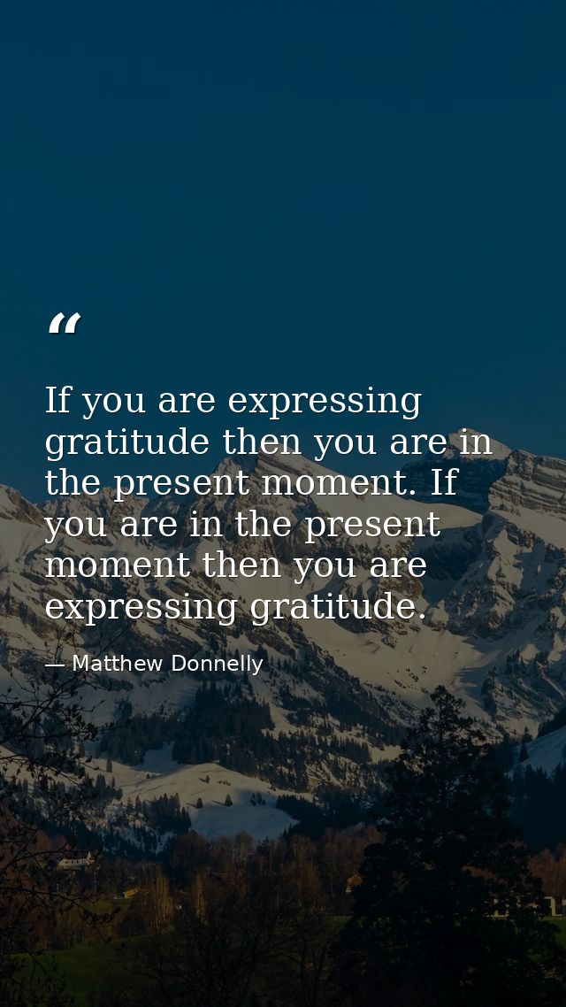 If you are expressing gratitude then you are in the present moment. If you are in the present moment then you are expres — Matthew Donnelly