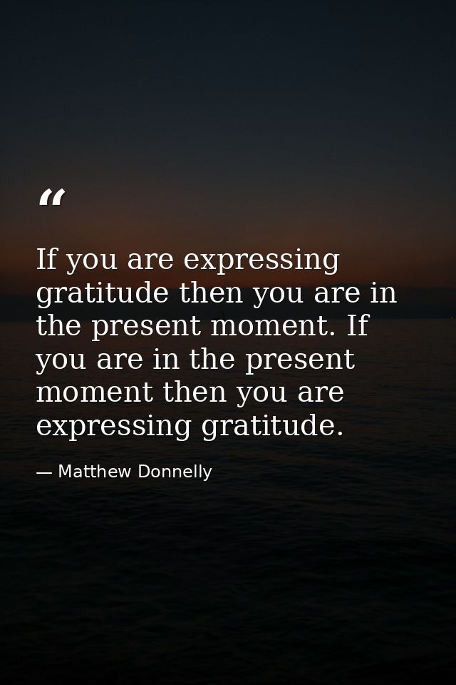 If you are expressing gratitude then you are in the present moment. If you are in the present moment then you are expres — Matthew Donnelly