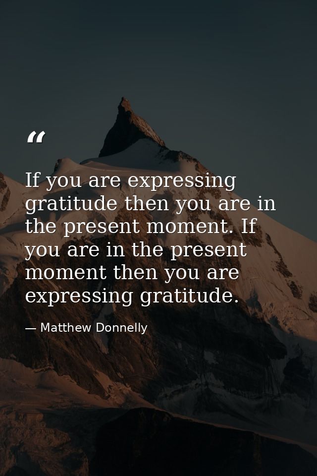 If you are expressing gratitude then you are in the present moment. If you are in the present moment then you are expres — Matthew Donnelly