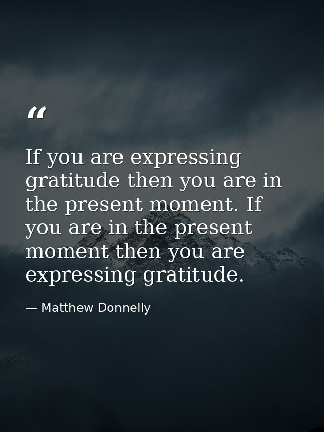 If you are expressing gratitude then you are in the present moment. If you are in the present moment then you are expres — Matthew Donnelly