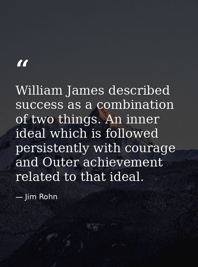 William James described success as a combination of two things. An inner ideal which is followed persistently with coura — Jim Rohn
