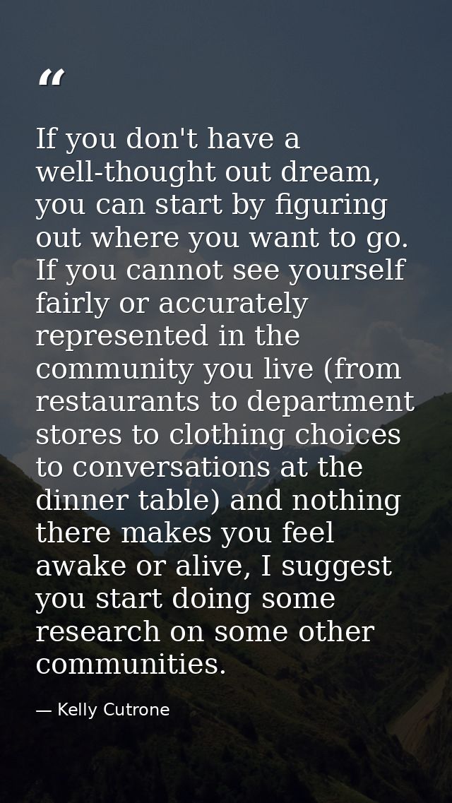 If you don't have a well-thought out dream, you can start by figuring out where you want to go. If you cannot see yourse — Kelly Cutrone
