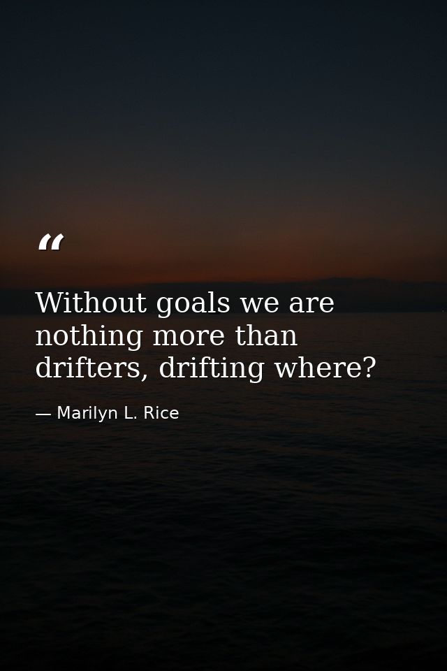 Without goals we are nothing more than drifters, drifting where? — Marilyn L. Rice