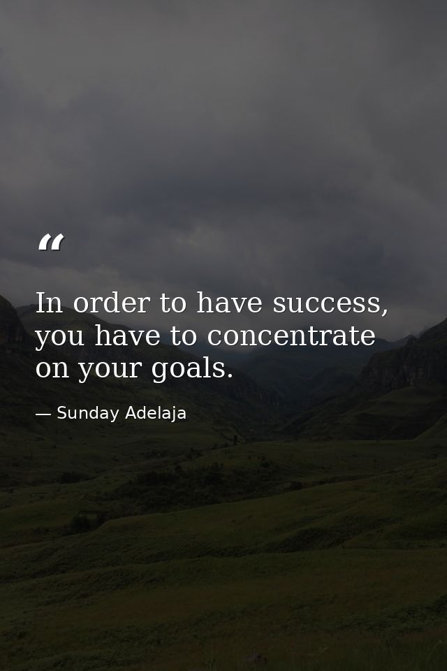 In order to have success, you have to concentrate on your goals. — Sunday Adelaja