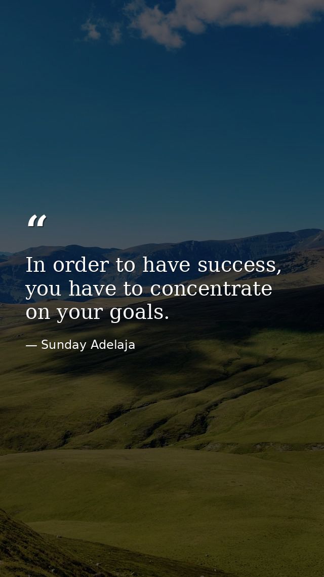 In order to have success, you have to concentrate on your goals. — Sunday Adelaja