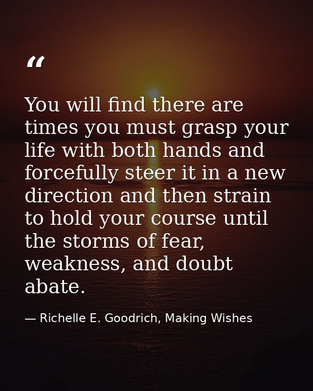 You will find there are times you must grasp your life with both hands and forcefully steer it in a new direction and th — Richelle E. Goodrich, Making Wishes