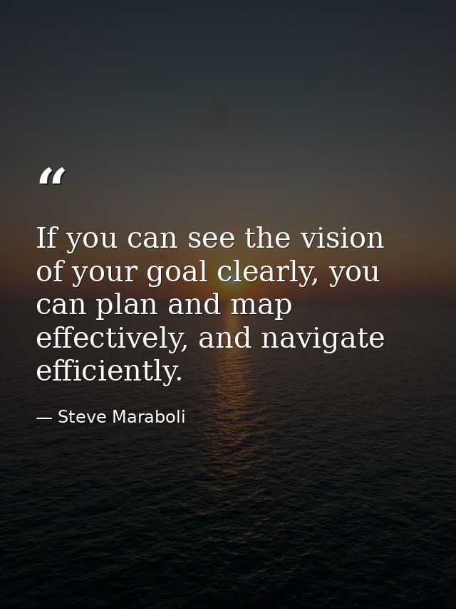 If you can see the vision of your goal clearly, you can plan and map effectively, and navigate efficiently. — Steve Maraboli
