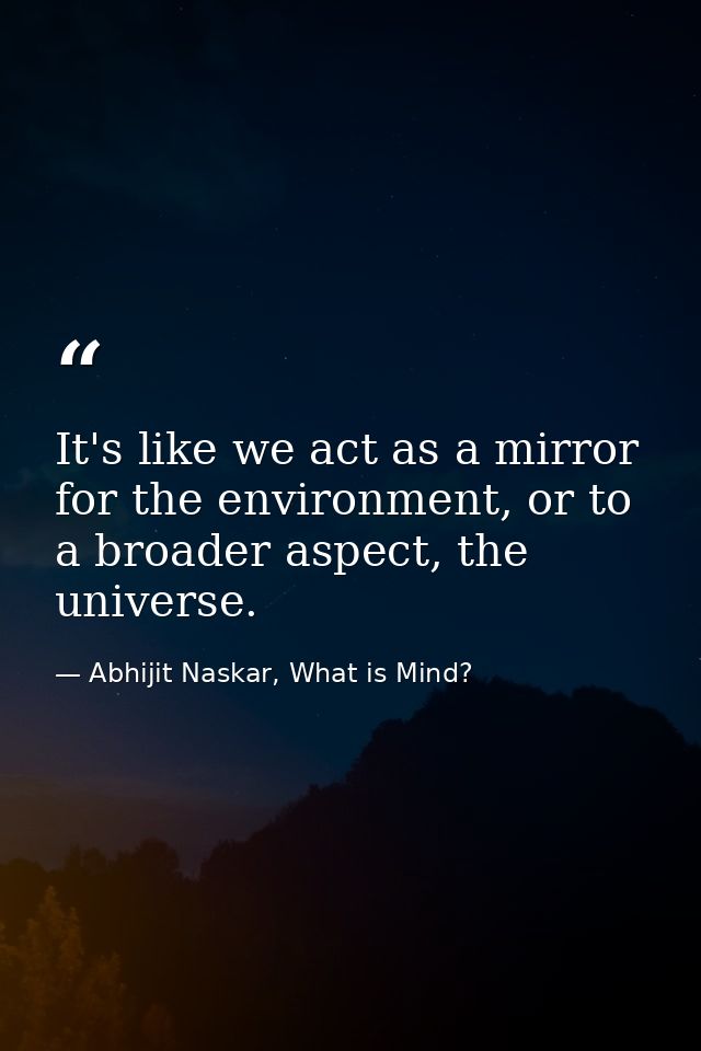 It's like we act as a mirror for the environment, or to a broader aspect, the universe. — Abhijit Naskar, What is Mind?