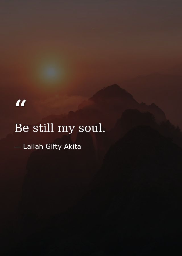 Be still my soul. — Lailah Gifty Akita