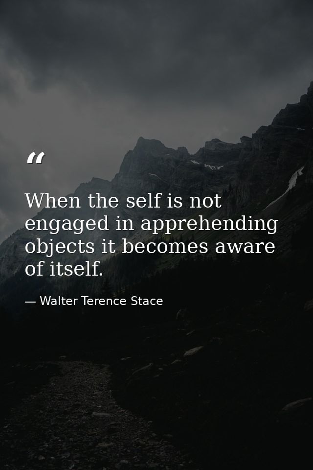 When the self is not engaged in apprehending objects it becomes aware of itself. — Walter Terence Stace