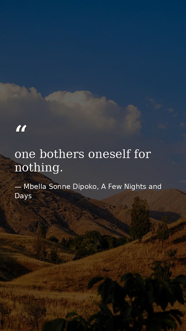 one bothers oneself for nothing. — Mbella Sonne Dipoko, A Few Nights and Days