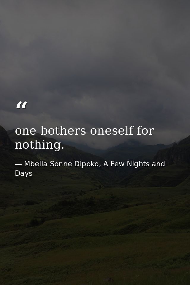 one bothers oneself for nothing. — Mbella Sonne Dipoko, A Few Nights and Days