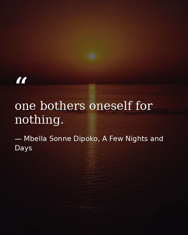 one bothers oneself for nothing. — Mbella Sonne Dipoko, A Few Nights and Days