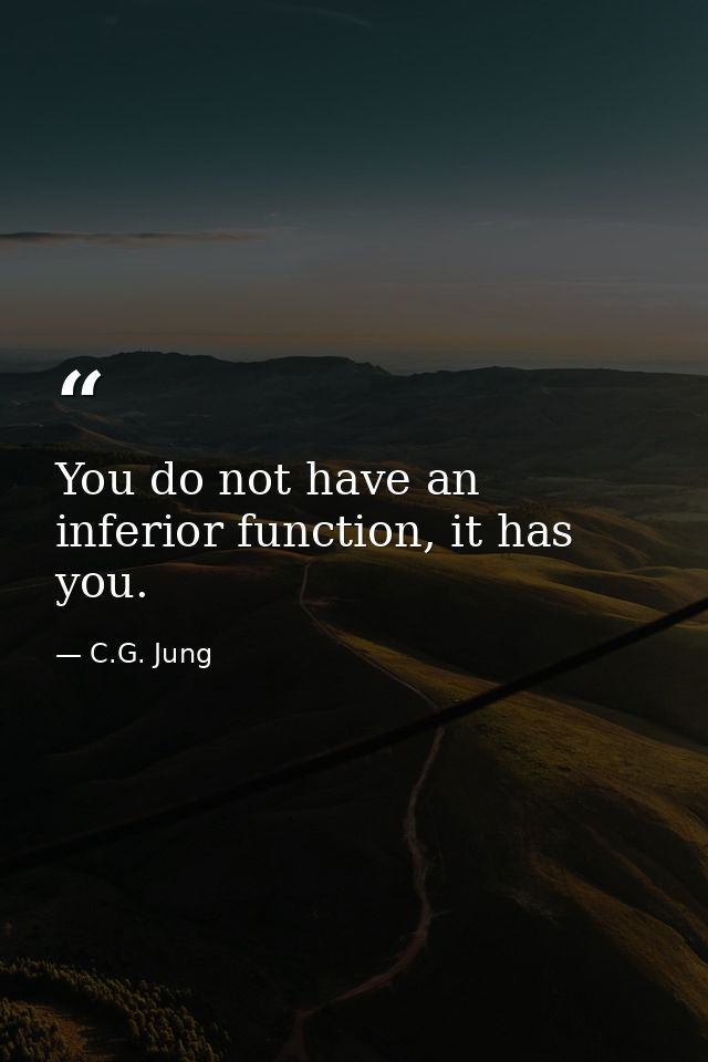 You do not have an inferior function, it has you. — C.G. Jung