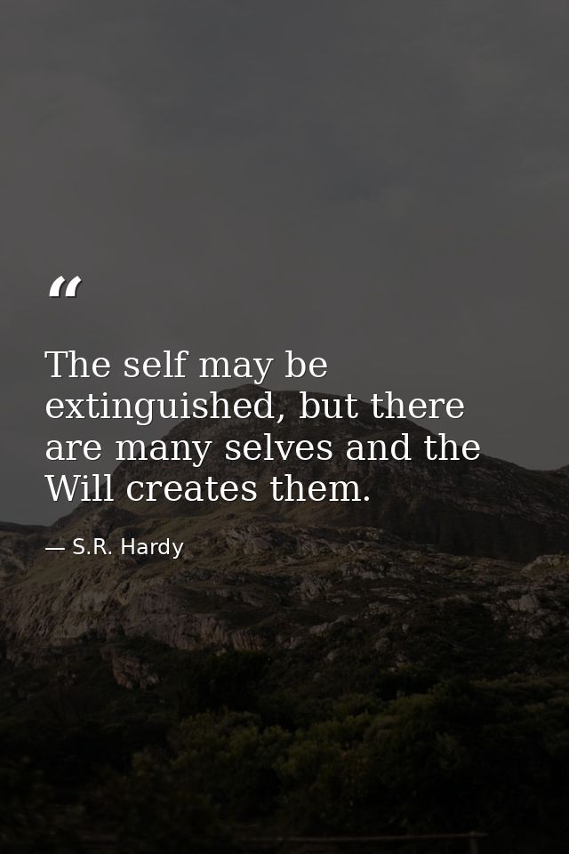 The self may be extinguished, but there are many selves and the Will creates them. — S.R. Hardy