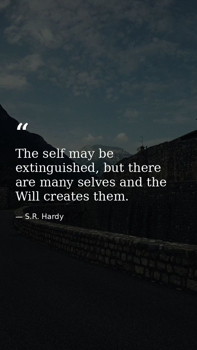 The self may be extinguished, but there are many selves and the Will creates them. — S.R. Hardy