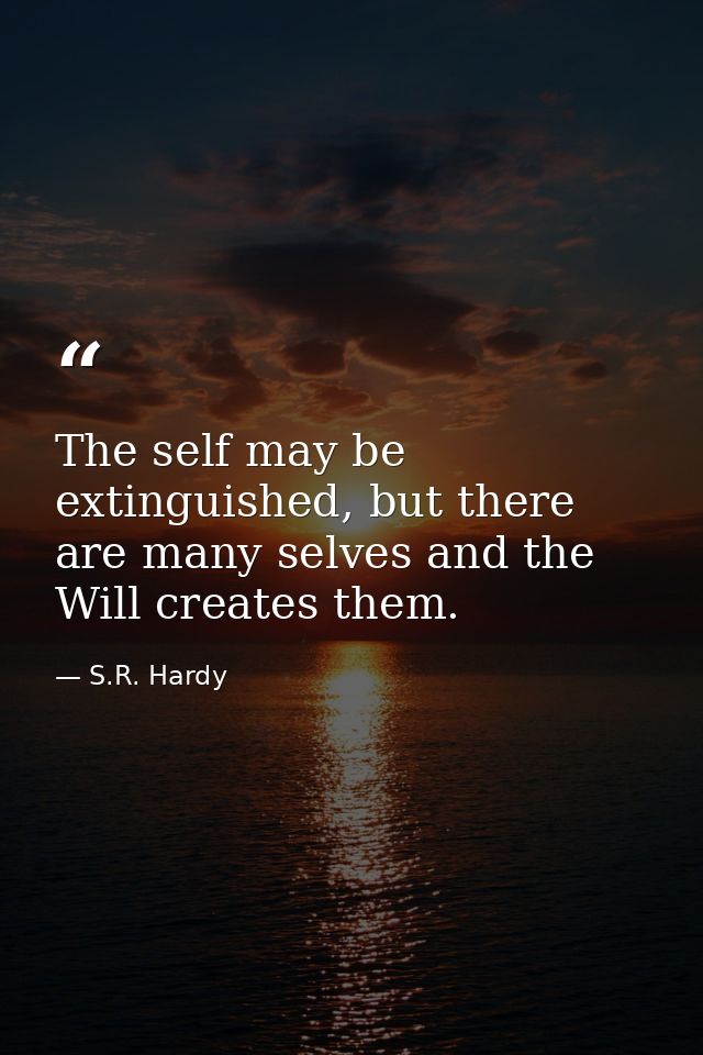 The self may be extinguished, but there are many selves and the Will creates them. — S.R. Hardy