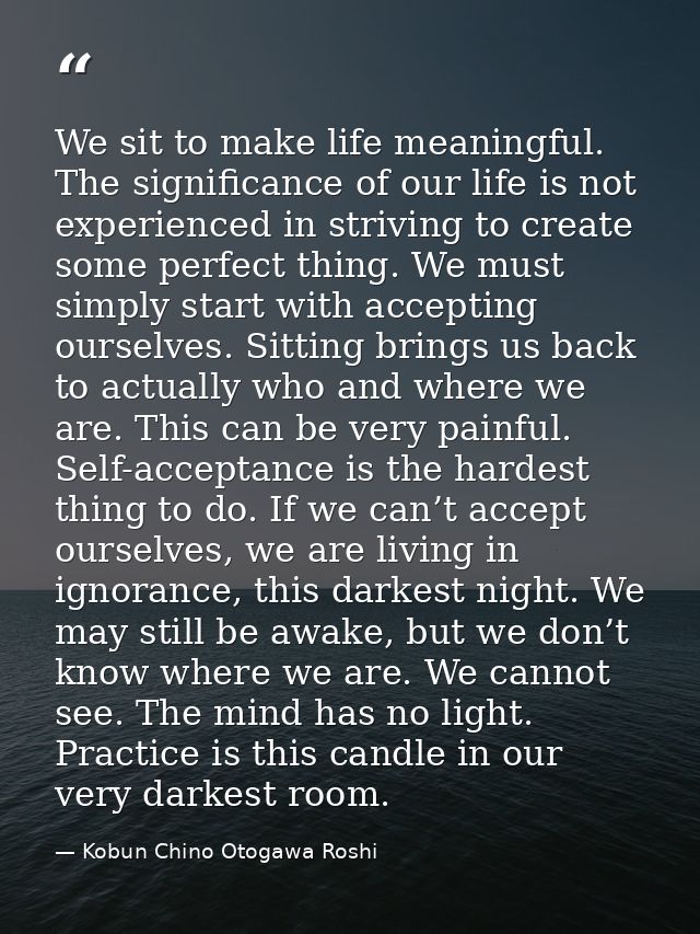 We sit to make life meaningful. The significance of our life is not experienced in striving to create some perfect thing — Kobun Chino Otogawa Roshi