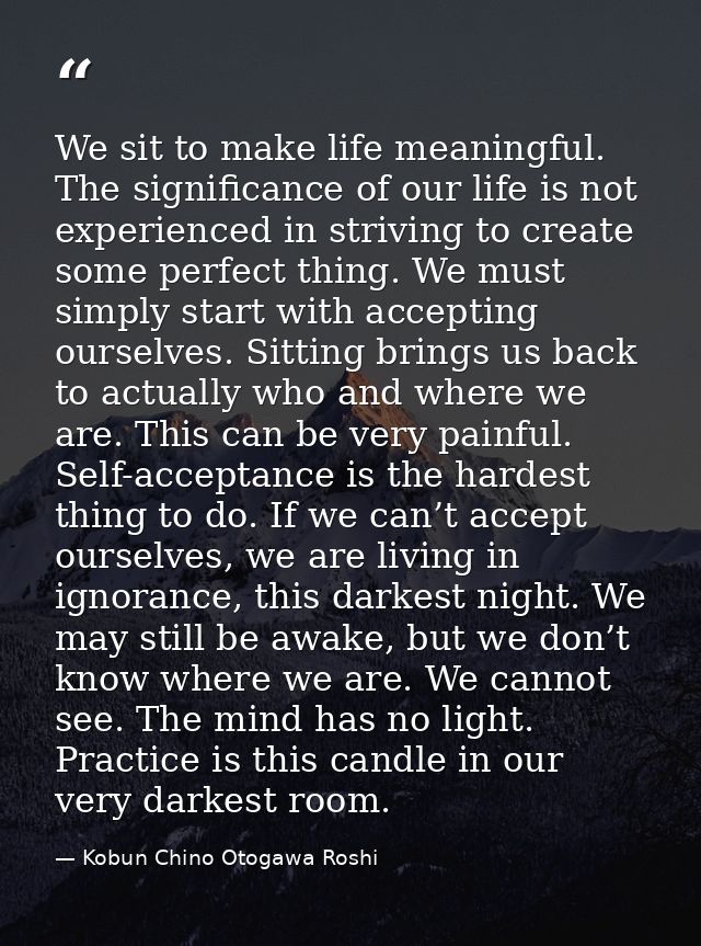 We sit to make life meaningful. The significance of our life is not experienced in striving to create some perfect thing — Kobun Chino Otogawa Roshi