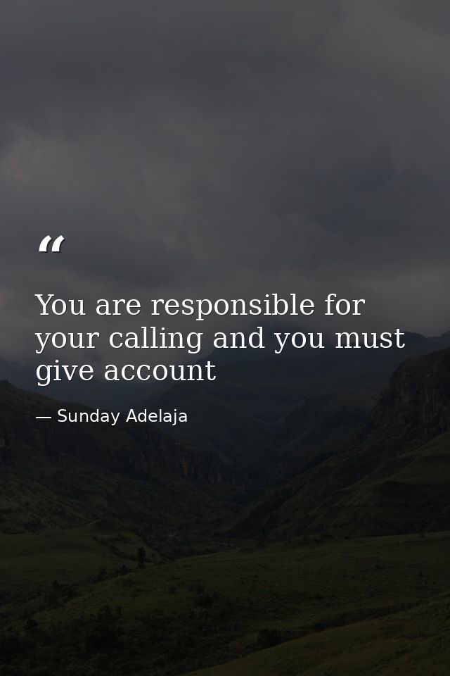 You are responsible for your calling and you must give account — Sunday Adelaja