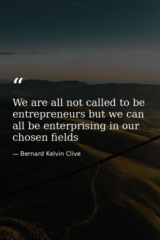 We are all not called to be entrepreneurs but we can all be enterprising in our chosen fields — Bernard Kelvin Clive
