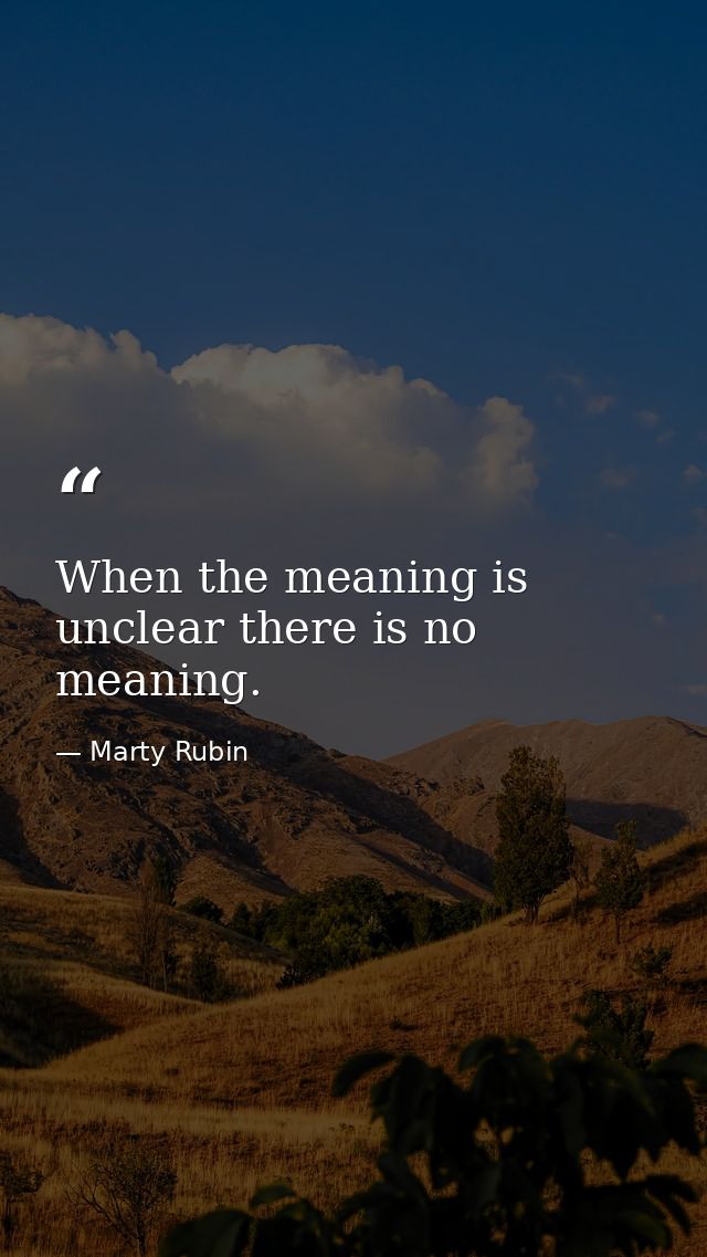When the meaning is unclear there is no meaning. — Marty Rubin