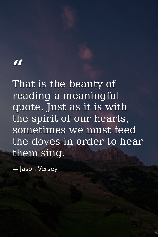 That is the beauty of reading a meaningful quote. Just as it is with the spirit of our hearts, sometimes we must feed th — Jason Versey