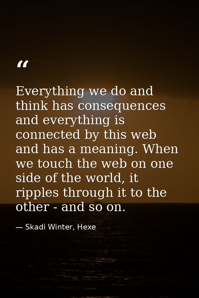 Everything we do and think has consequences and everything is connected by this web and has a meaning. When we touch the — Skadi Winter, Hexe