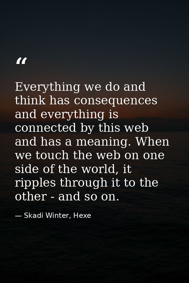 Everything we do and think has consequences and everything is connected by this web and has a meaning. When we touch the — Skadi Winter, Hexe