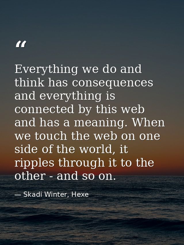 Everything we do and think has consequences and everything is connected by this web and has a meaning. When we touch the — Skadi Winter, Hexe