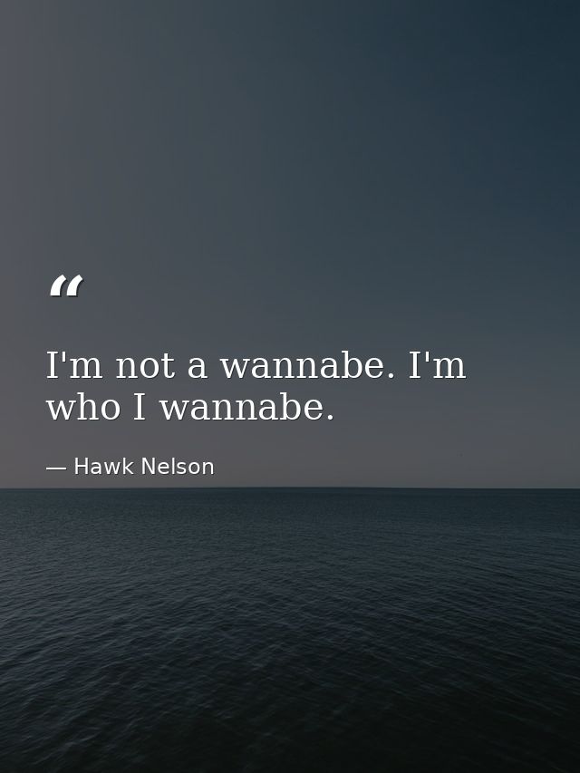 I'm not a wannabe. I'm who I wannabe. — Hawk Nelson