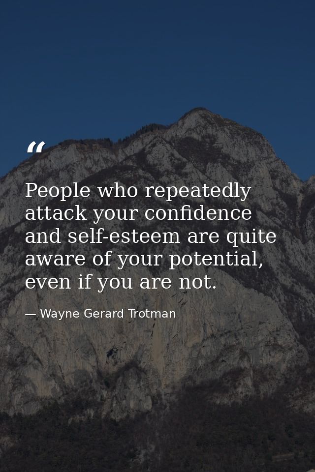 People who repeatedly attack your confidence and self-esteem are quite aware of your potential, even if you are not. — Wayne Gerard Trotman