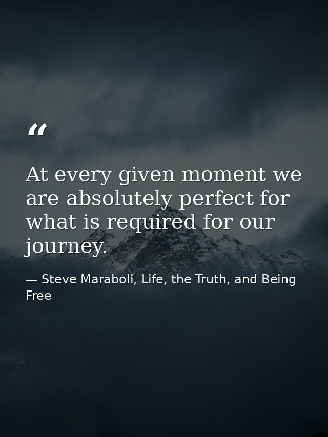 At every given moment we are absolutely perfect for what is required for our journey. — Steve Maraboli, Life, the Truth, and Being Free