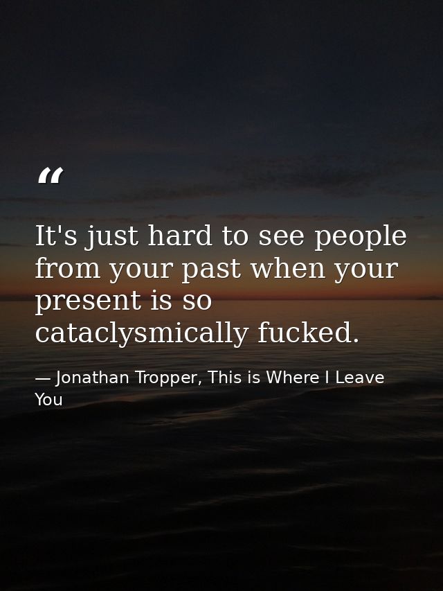 It's just hard to see people from your past when your present is so cataclysmically fucked. — Jonathan Tropper, This is Where I Leave You