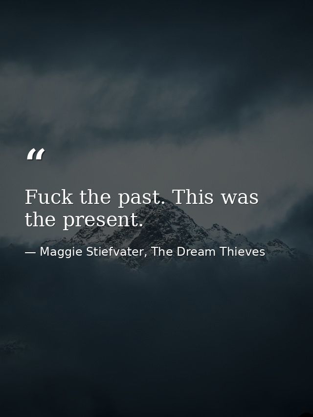 Fuck the past. This was the present. — Maggie Stiefvater, The Dream Thieves