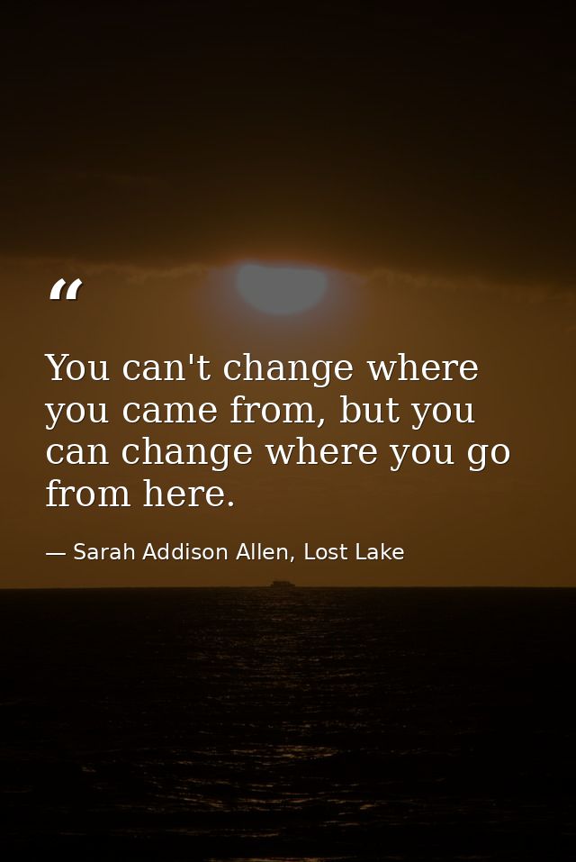 You can't change where you came from, but you can change where you go from here. — Sarah Addison Allen, Lost Lake