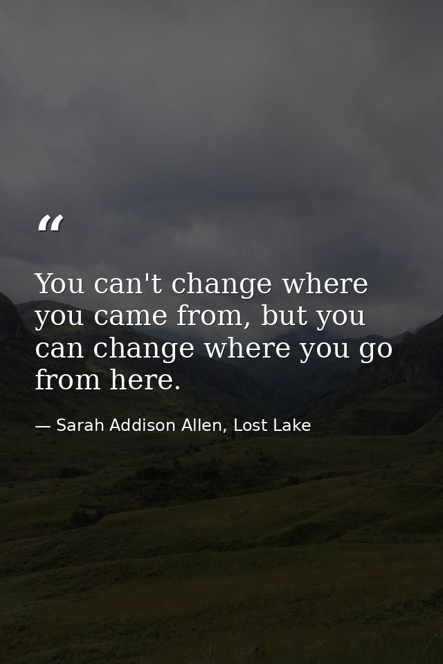 You can't change where you came from, but you can change where you go from here. — Sarah Addison Allen, Lost Lake
