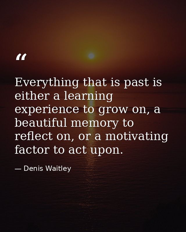 Everything that is past is either a learning experience to grow on, a beautiful memory to reflect on, or a motivating fa — Denis Waitley