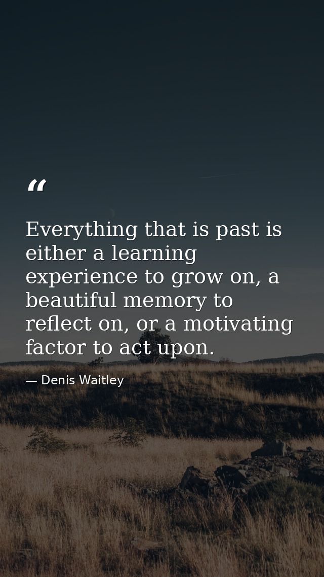 Everything that is past is either a learning experience to grow on, a beautiful memory to reflect on, or a motivating fa — Denis Waitley
