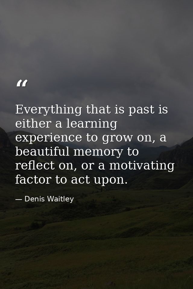 Everything that is past is either a learning experience to grow on, a beautiful memory to reflect on, or a motivating fa — Denis Waitley