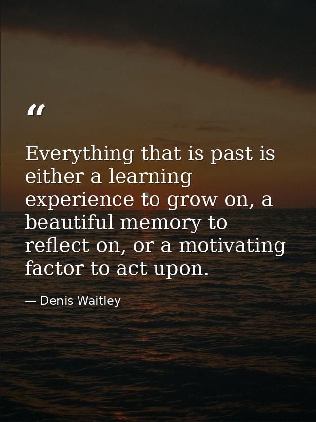 Everything that is past is either a learning experience to grow on, a beautiful memory to reflect on, or a motivating fa — Denis Waitley