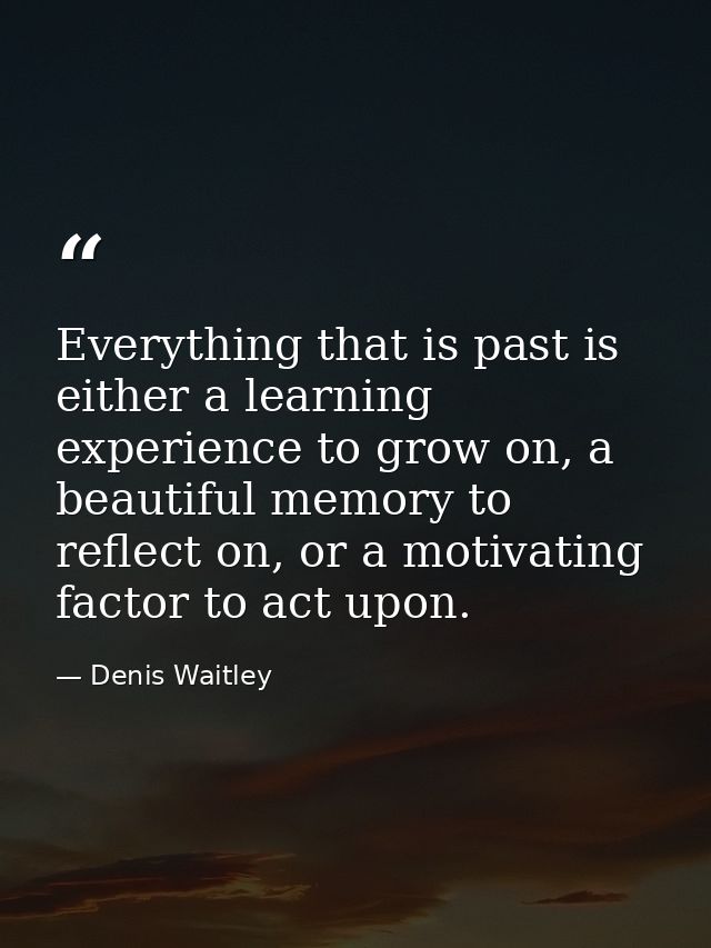 Everything that is past is either a learning experience to grow on, a beautiful memory to reflect on, or a motivating fa — Denis Waitley