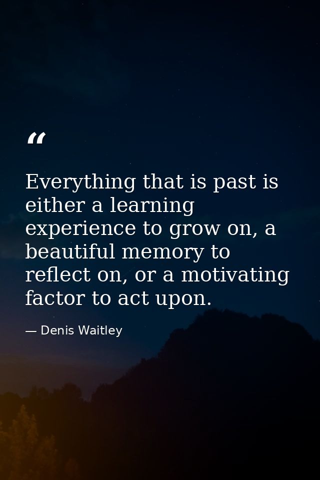 Everything that is past is either a learning experience to grow on, a beautiful memory to reflect on, or a motivating fa — Denis Waitley