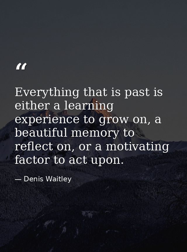 Everything that is past is either a learning experience to grow on, a beautiful memory to reflect on, or a motivating fa — Denis Waitley